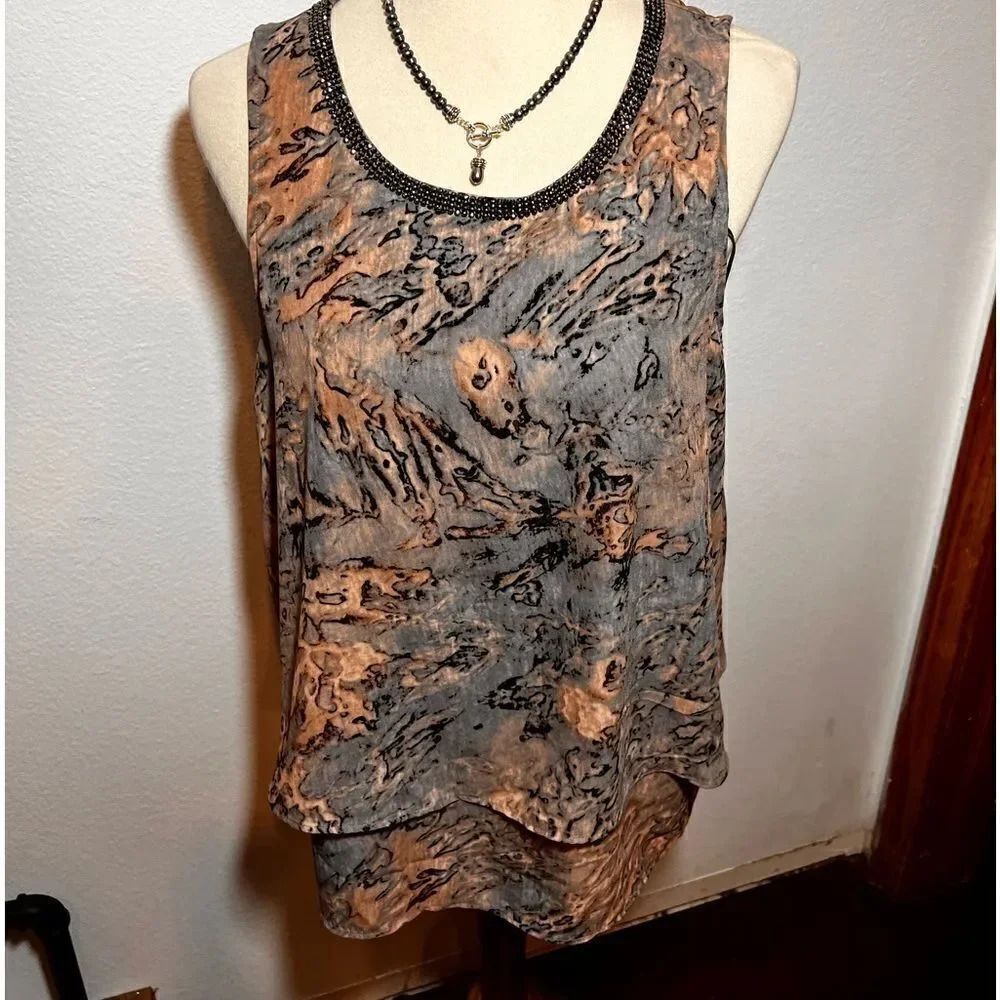 NWOT Juicy Couture Sleeveless Layered Top With Bling Accent Size Lg #18